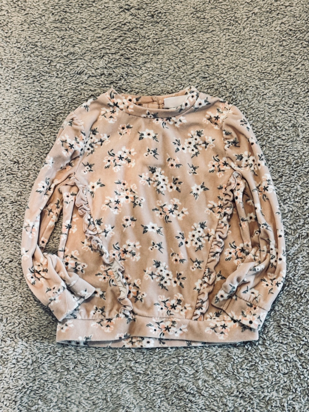 Little Lass Blush Floral Ruffle Sweatshirt